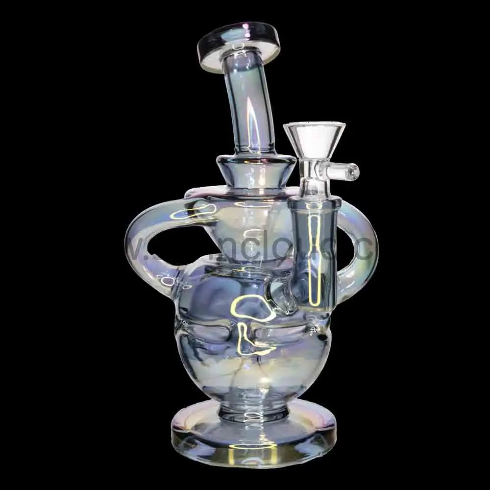 9’’ Iridescent Recycler Water Pipe | Heavy Glass Design Wholesale Smoke Shop