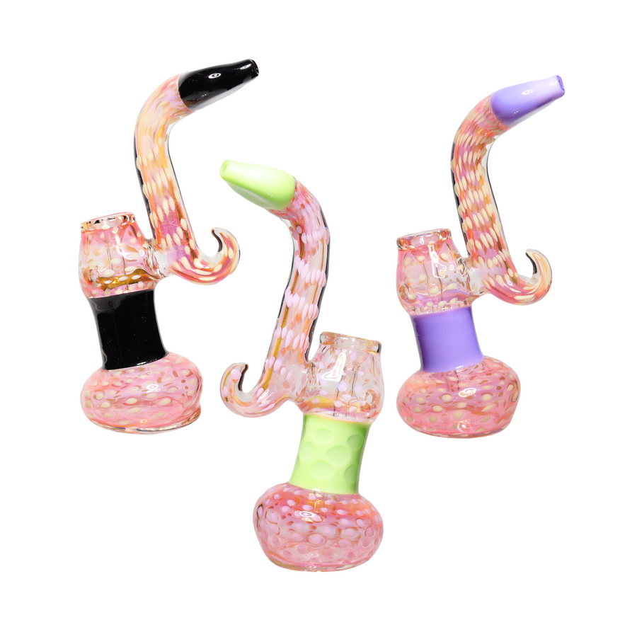 Pink Super Fancy Multicolor Glass Bubbler