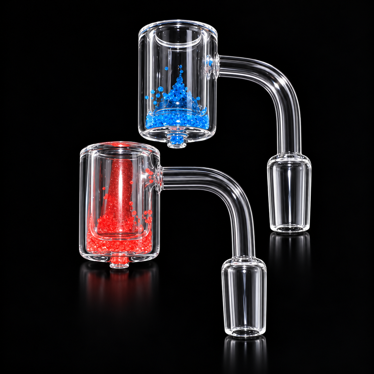 14mm Double Wall Quartz Banger with Color Beads – 90°