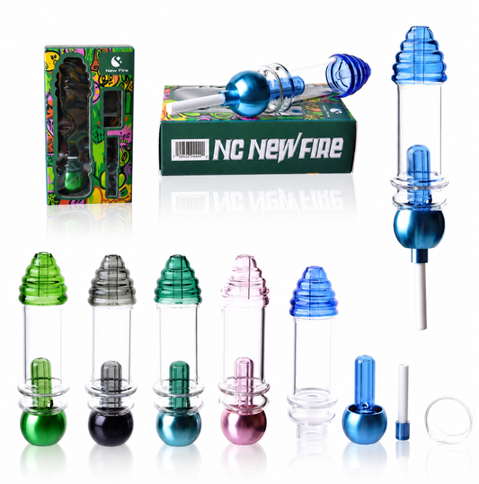 New Fire Glass Nectar Collector Kit with Perc & Ceramic Tip – Assorted Colors Wholesale