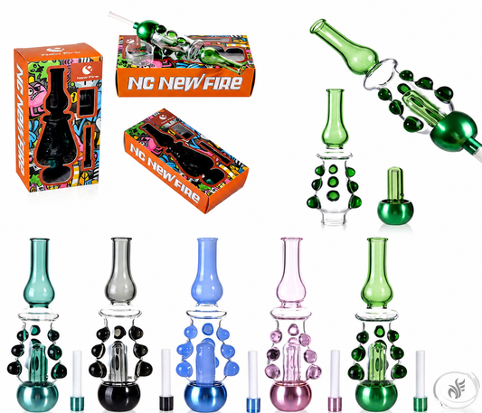 New Fire Beaded Glass Nectar Collector Kit with Perc, Ceramic Tip & Dish – Assorted Colors Wholesale