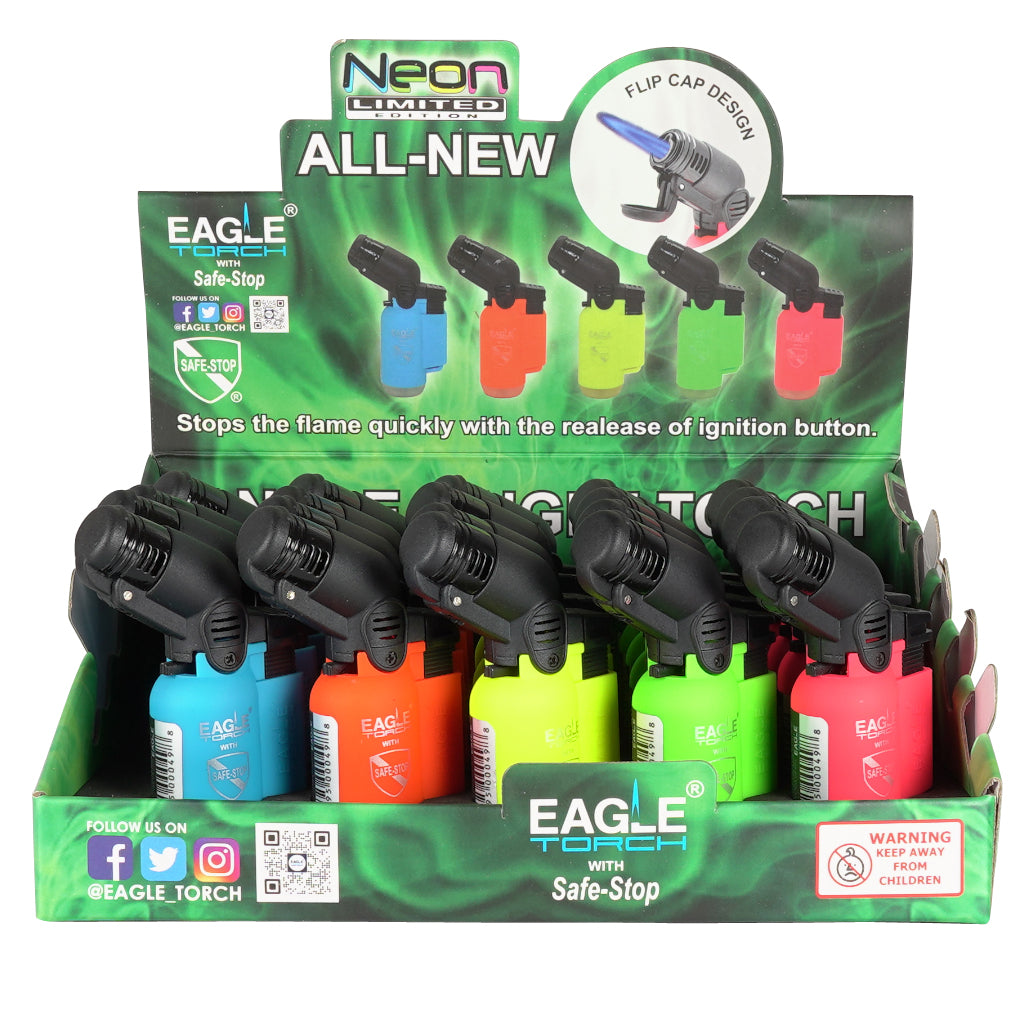 Eagle Mini Angled Neon Torch Butane Lighter PT116BN, 20-Piece