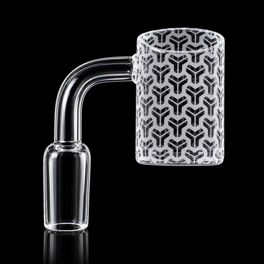 14mm Geometric Y Pattern Etched Quartz Banger – 90°