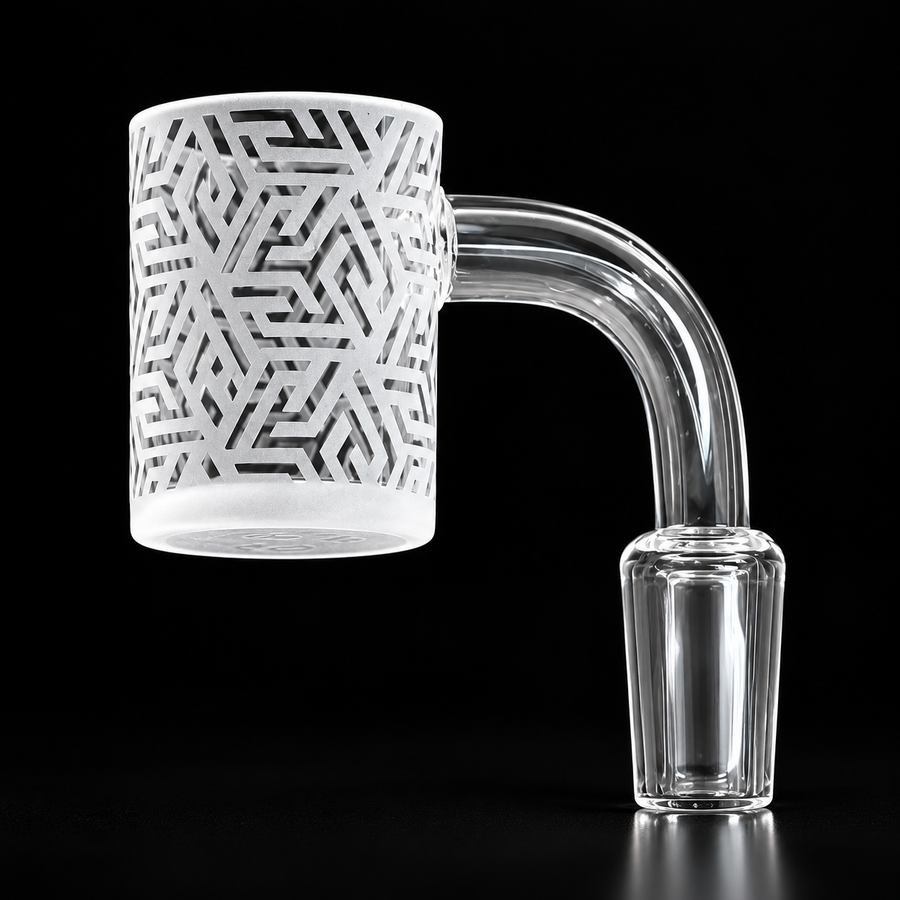 14mm Geometric Maze Etched Quartz Banger – 90°
