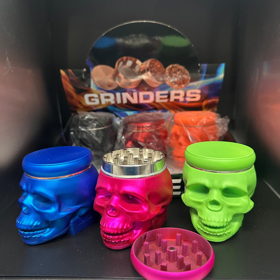 2.5 Inch Skull Metallic Fancy Grinder, 6-Piece