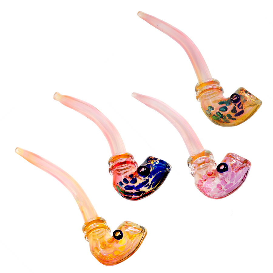 Pink Polka Dot Glass Sherlock Pipe