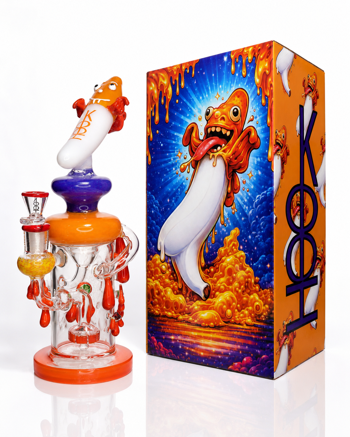 👾 HOOK HK-02 Premium Character Recycler Glass Water Pipe with Collector's Gift Box – 12 Inch