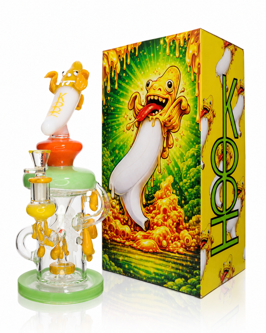👾 HOOK HK-02 Premium Character Recycler Glass Water Pipe with Collector's Gift Box – 12 Inch