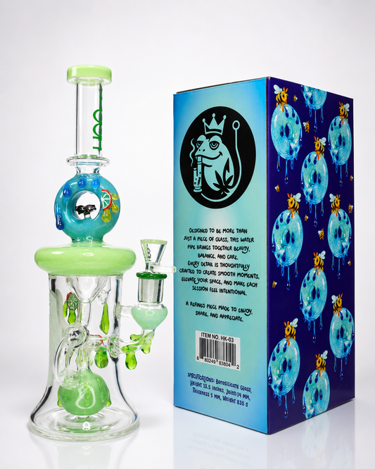🍩 HOOK Clear HK-03 Premium Donut Recycler Glass Water Pipe with Collector's Gift Box – 13.5 Inch