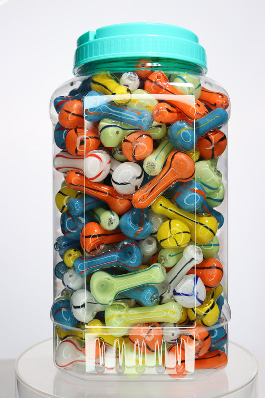 200 pcs – NEW 2025 JAR #5 Glass Hand Pipe Spoon $1.05