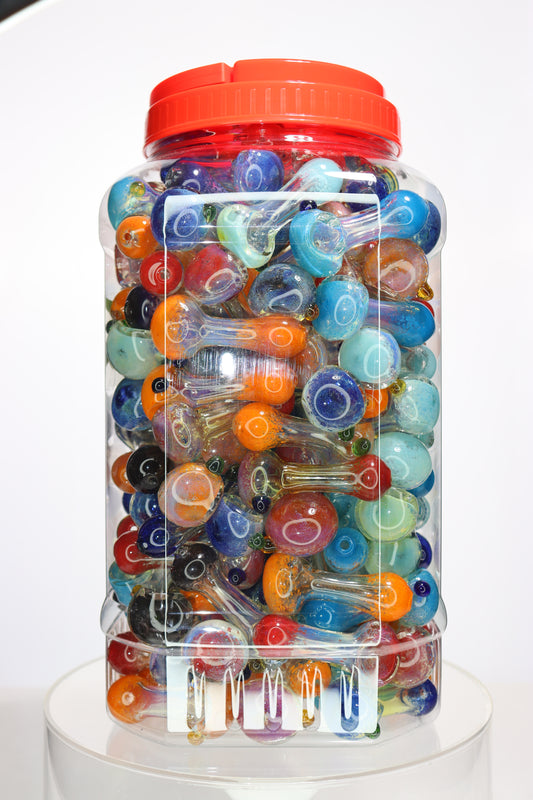 170 pcs – NEW 2025 JAR #6 Glass Hand Pipe Spoon $1.30
