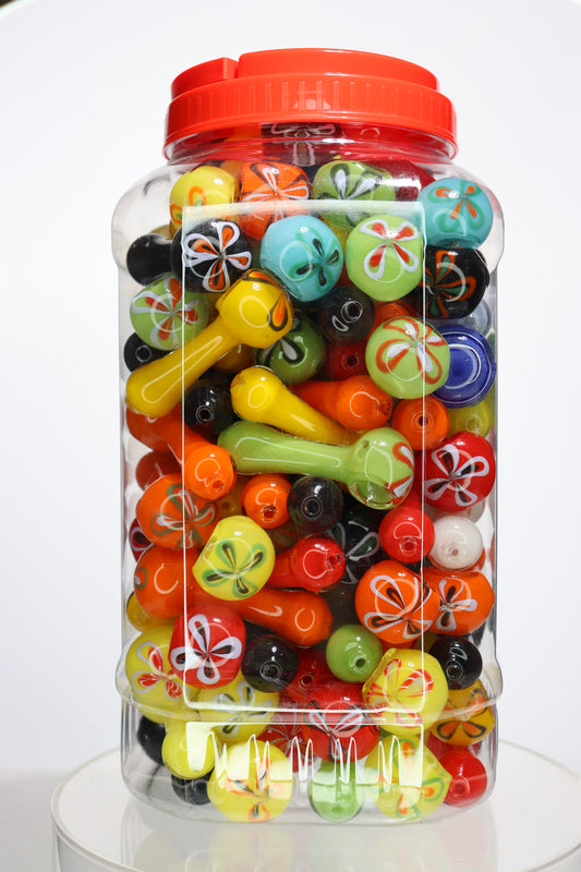 110 pcs – NEW 2025 JAR #8 Glass Hand Pipe Spoon $2.10 ea