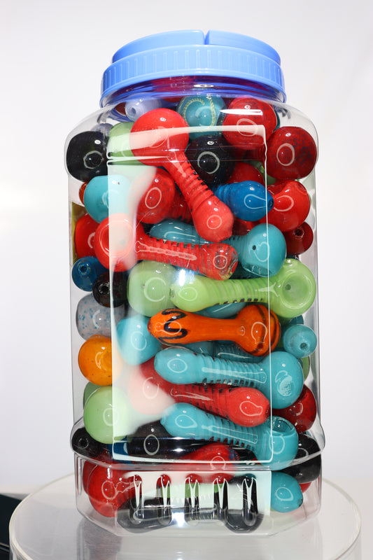 100 pcs – NEW JAR #11 Glass Hand Pipe Spoon $2.10 each