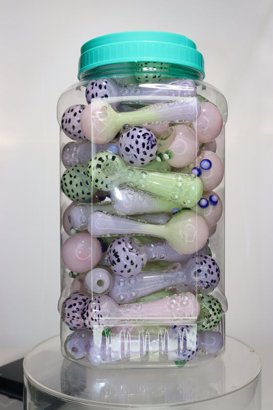 55 pcs – NEW JAR #32 Glass Hand Pipe Spoon $4.25 each