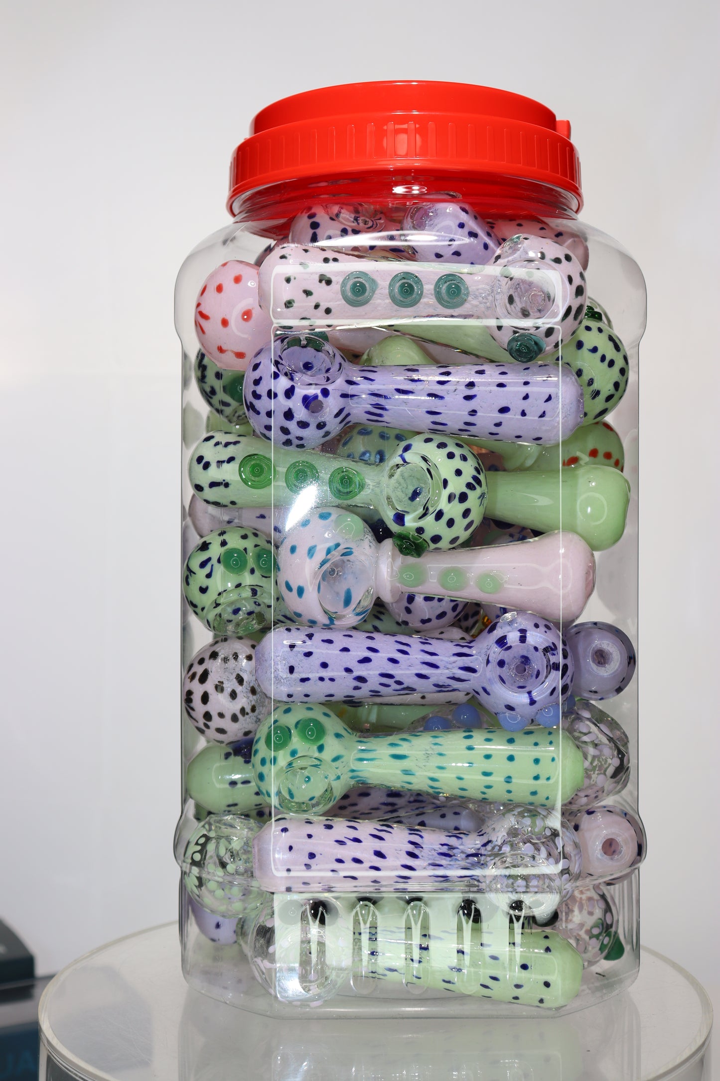 60 pcs – NEW JAR #37 Glass Hand Pipe Spoon $4 each