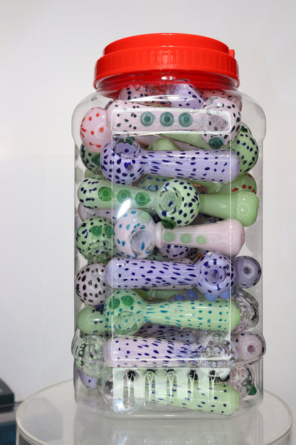60 pcs – NEW JAR #37 Glass Hand Pipe Spoon $4 each