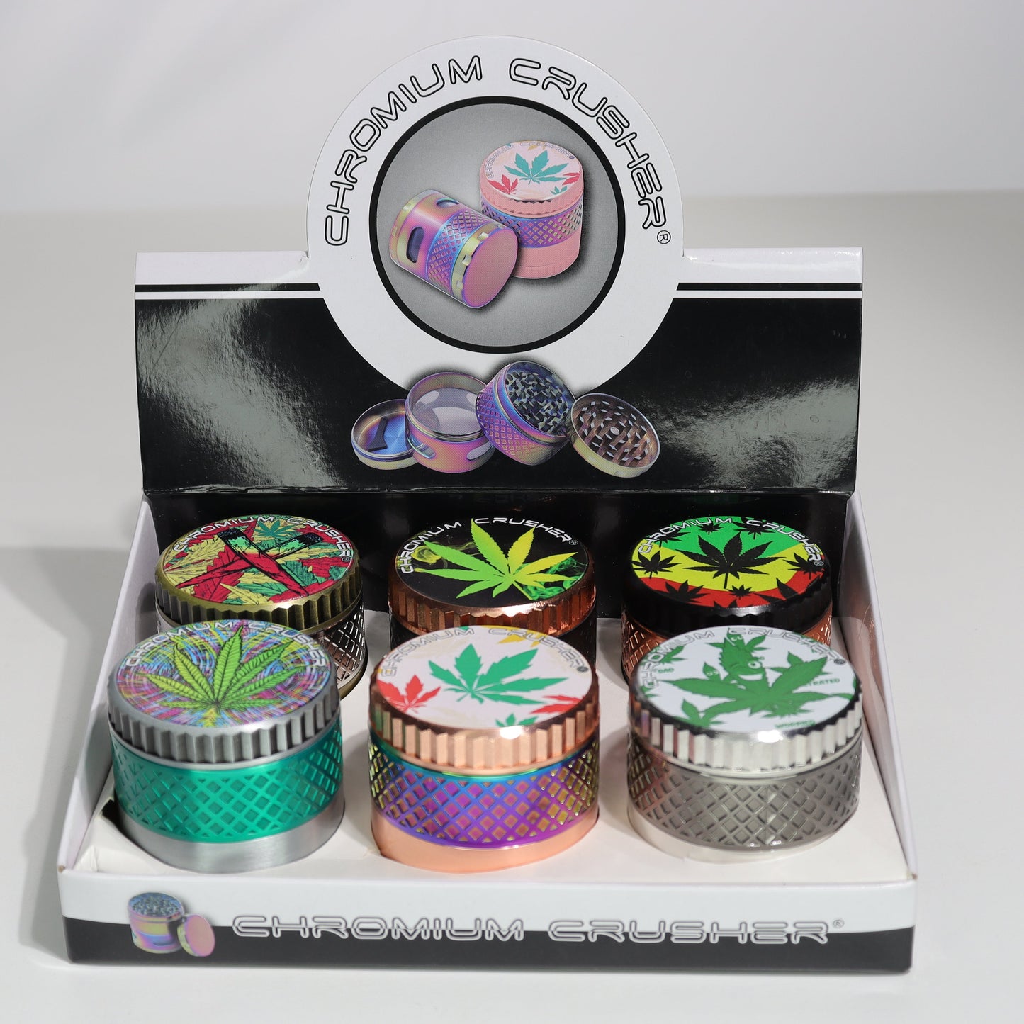 6 pcs - Herb Grinder Marihuana Leaf Love Style 2.2" 55mm