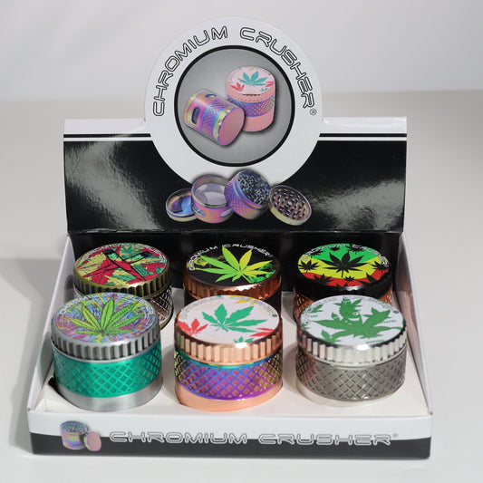 6 pcs - Herb Grinder Marihuana Leaf Love Style 2.2" 55mm