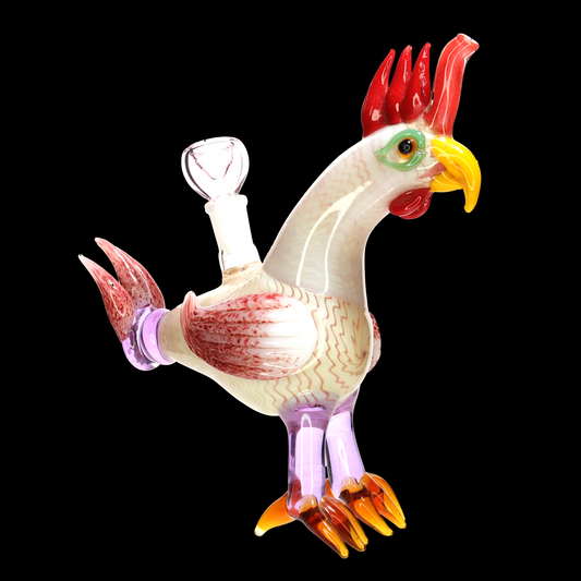 🐔 9 inch - Animal Rooster Glass Bubbler Bong – Handcrafted Novelty Water Pipe