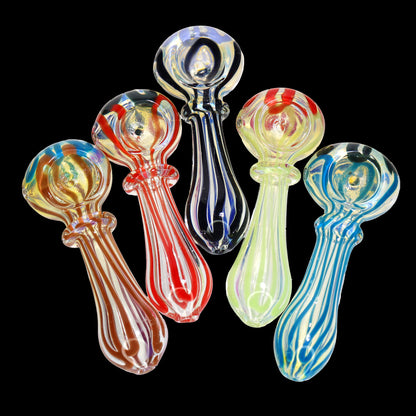 105 PCS – JAR #61 Assorted Color Striped Glass Hand Pipes – Wholesale