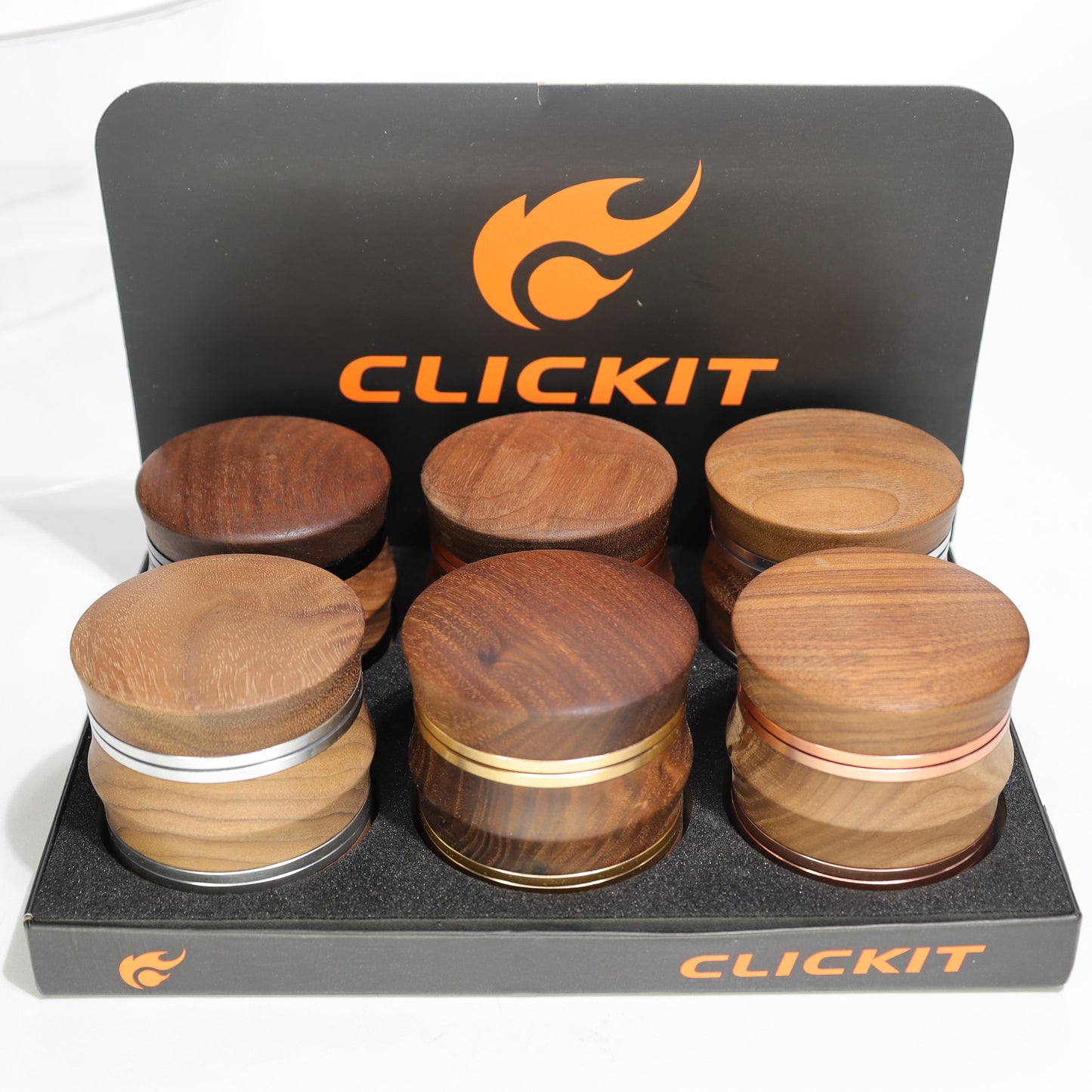6 pcs - Click it Wooden 4 Layer Grinder MG-025