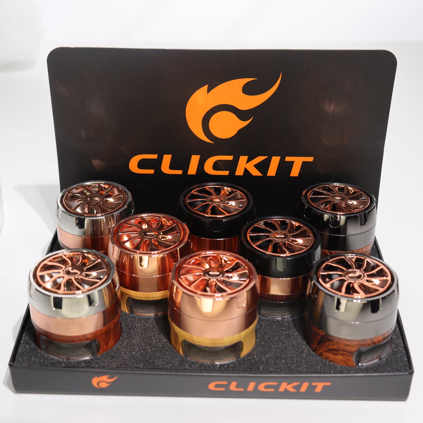 8 pcs - Click it Metallic Wooden Design 4 Layer Grinder MG-033