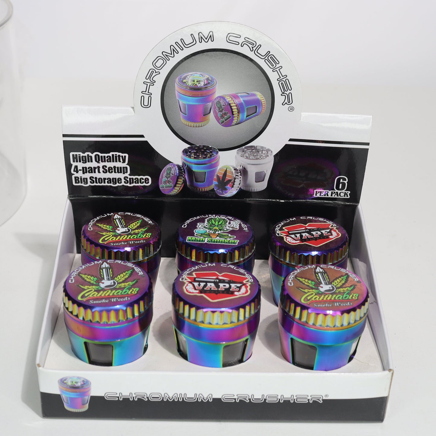 6 pcs - Stylish Chromium Crusher Cannabis