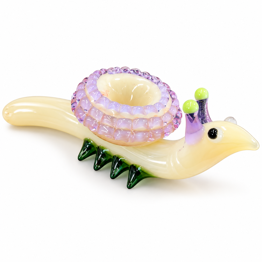 Snail Glass Pipe – Pink & Purple Shell Bowl