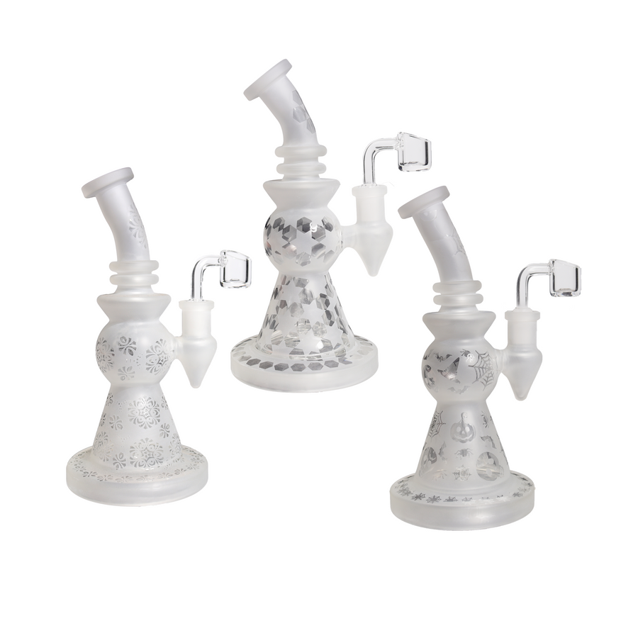 9 Inch Frosted Pattern Cone Glass Bong