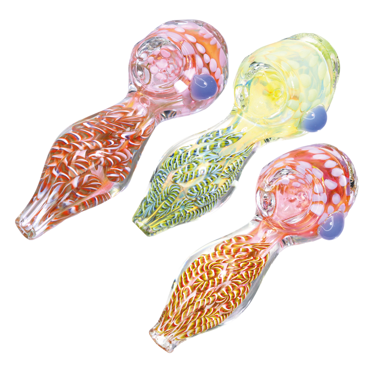 4 Inch Polka Dot Tail Glass Spoon Hand Pipe