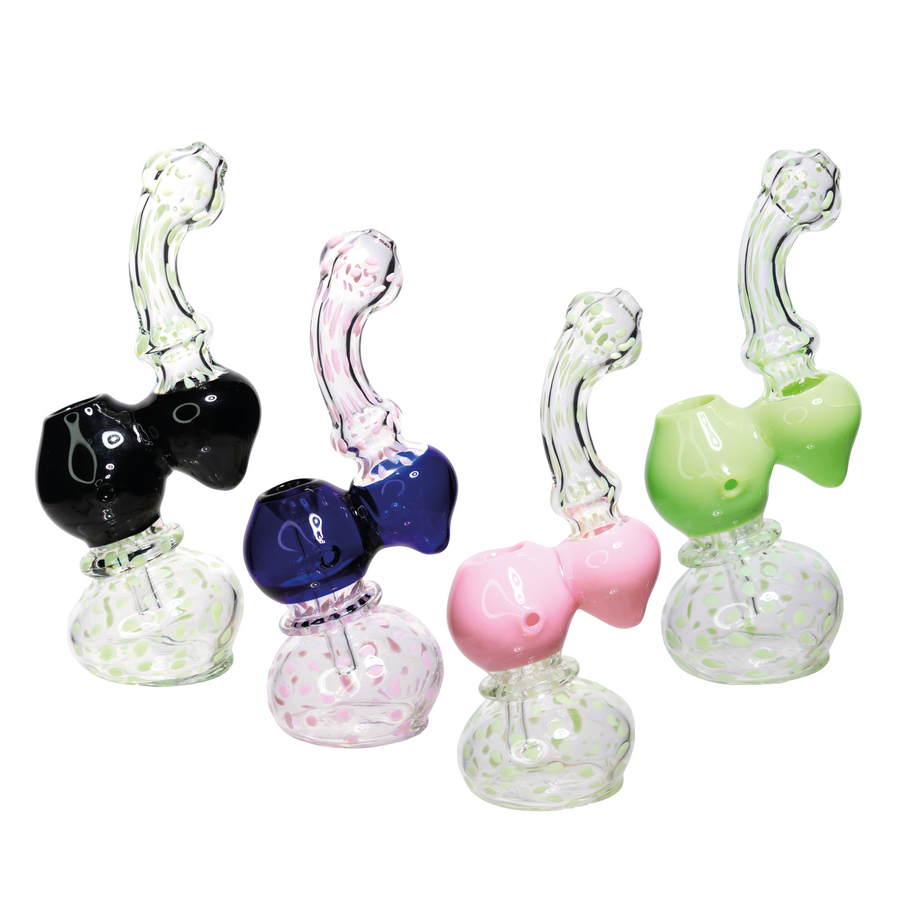 8 Inch Clear Polka Dot Color Glass Bubbler
