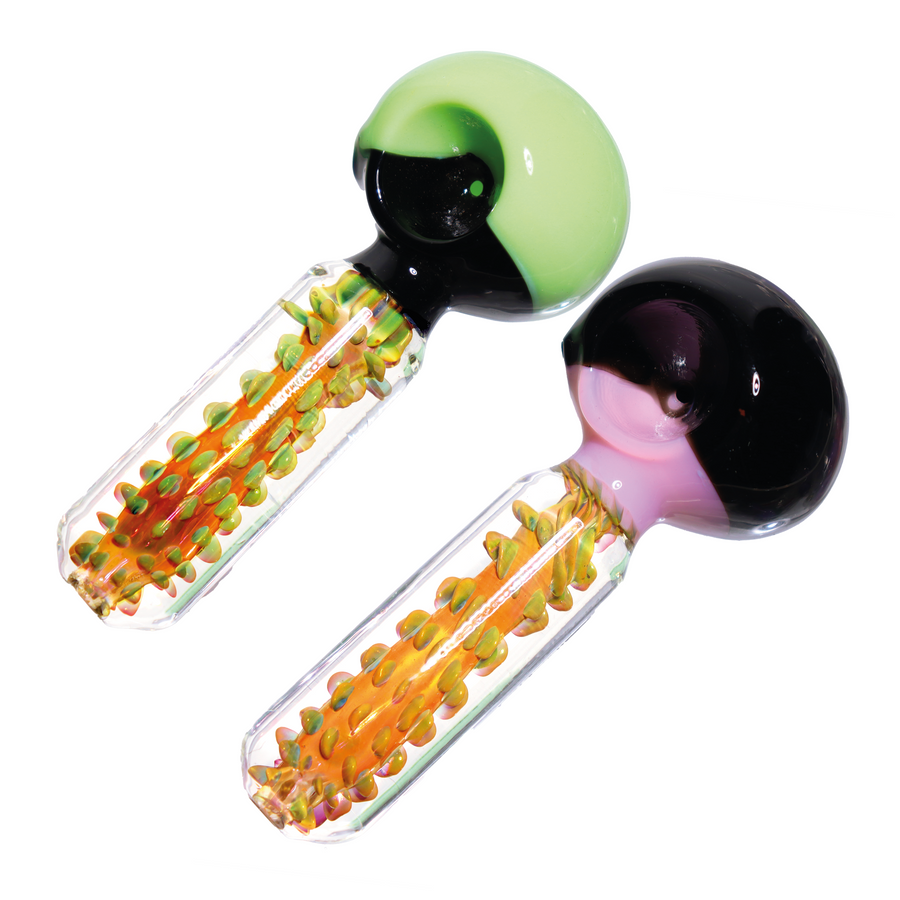 5 Inch Bubble Texture Glass Spoon Pipe, Knob Grip