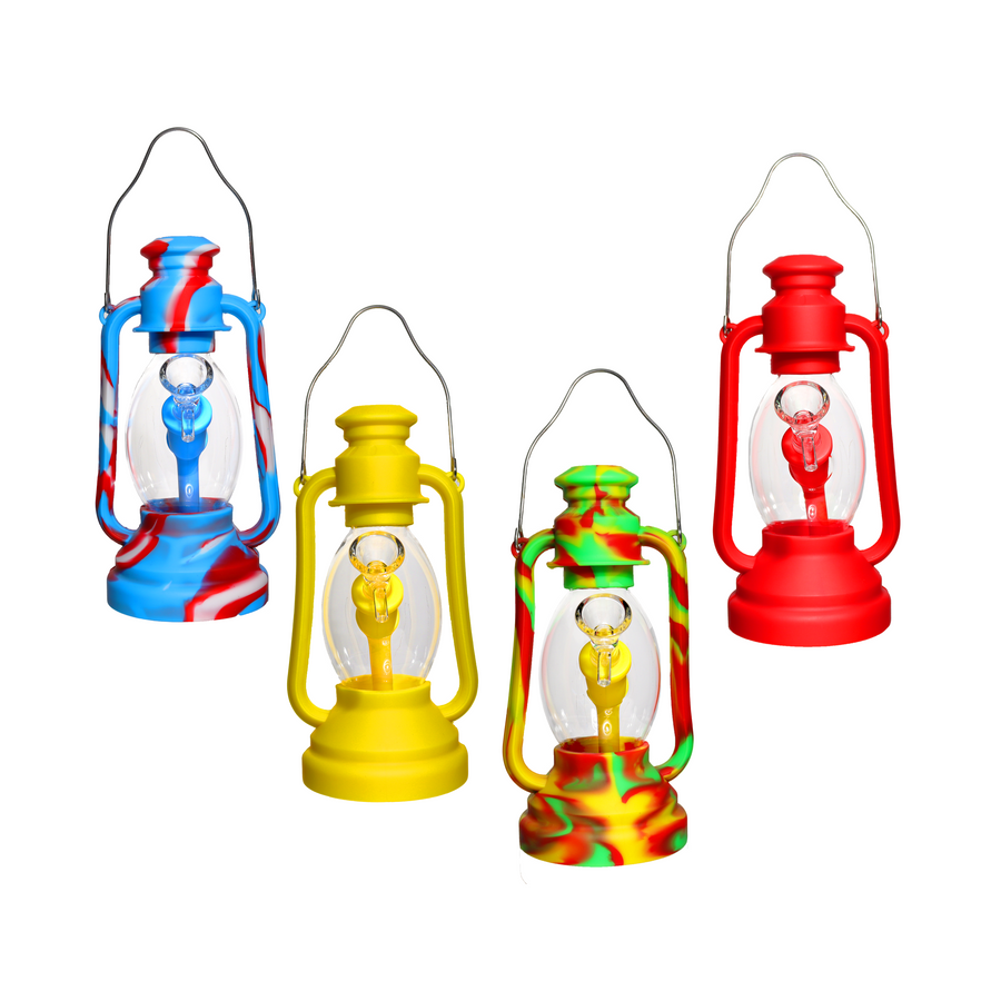 8 Inch Lantern-Design Silicone Glass Bong, Multicolor