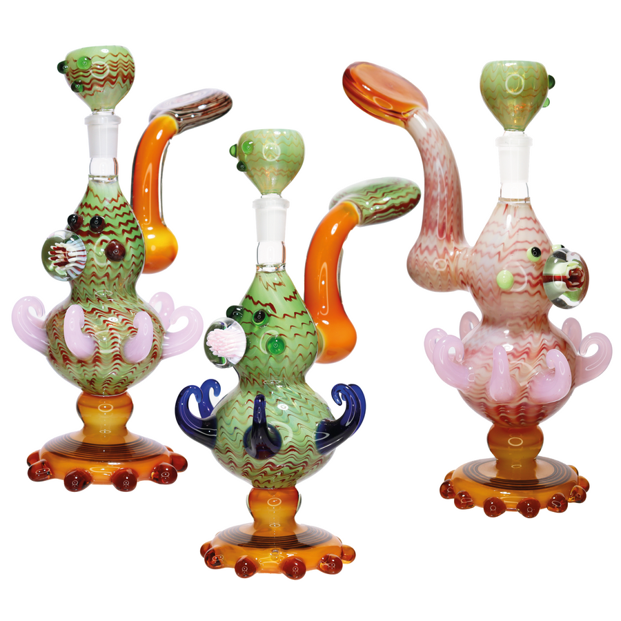 10 Inch Fancy Monster Design Glass Bubbler