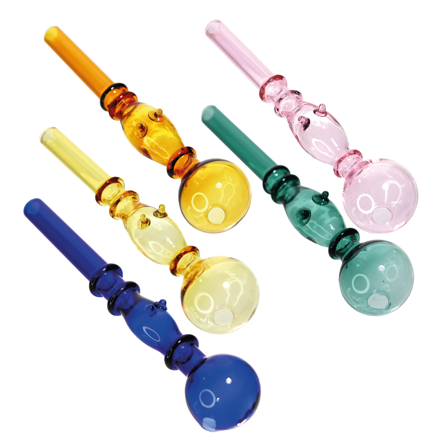 6 Inch Knobbed Oil Burner Pipe, Assorted Colors