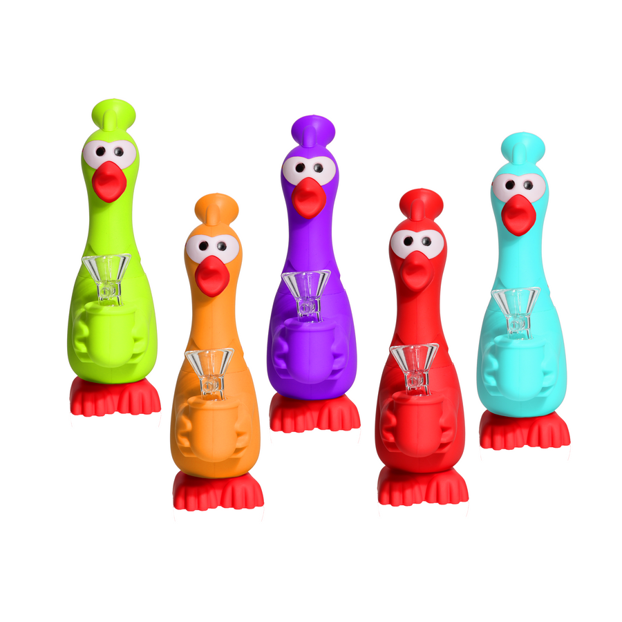 7 Inch Screaming Chicken Multicolor Silicone Bong