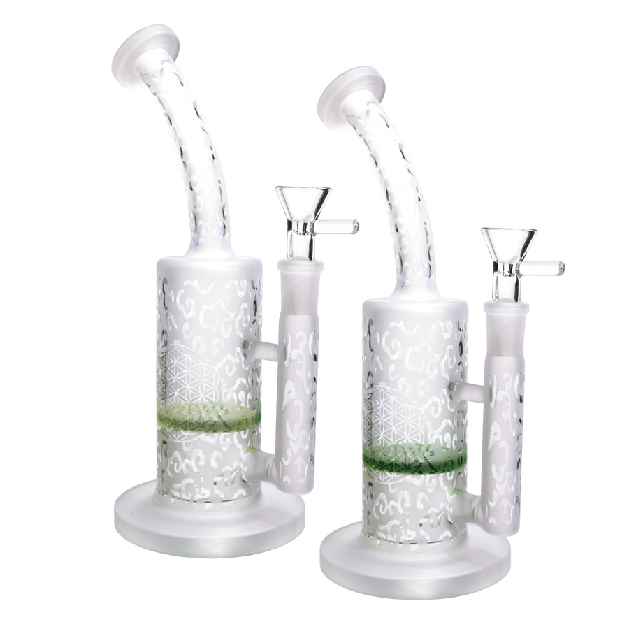10 Inch Frosted Color Perc Vent Neck Glass Bong