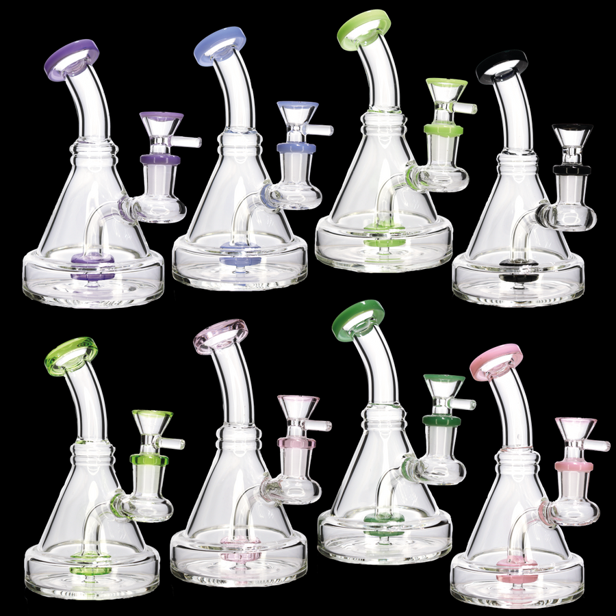 6 Inch Triangle Mini Glass Bong, 8 Colors