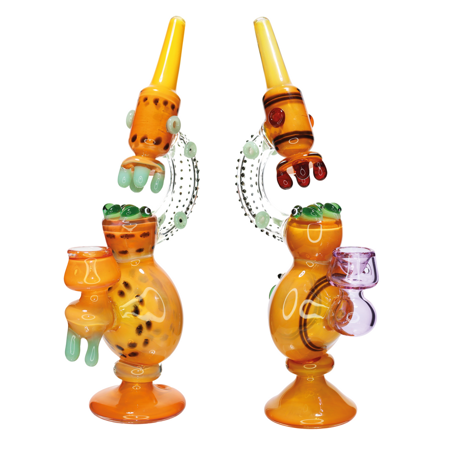 12 Inch Honey Bee Design Glass Bubbler