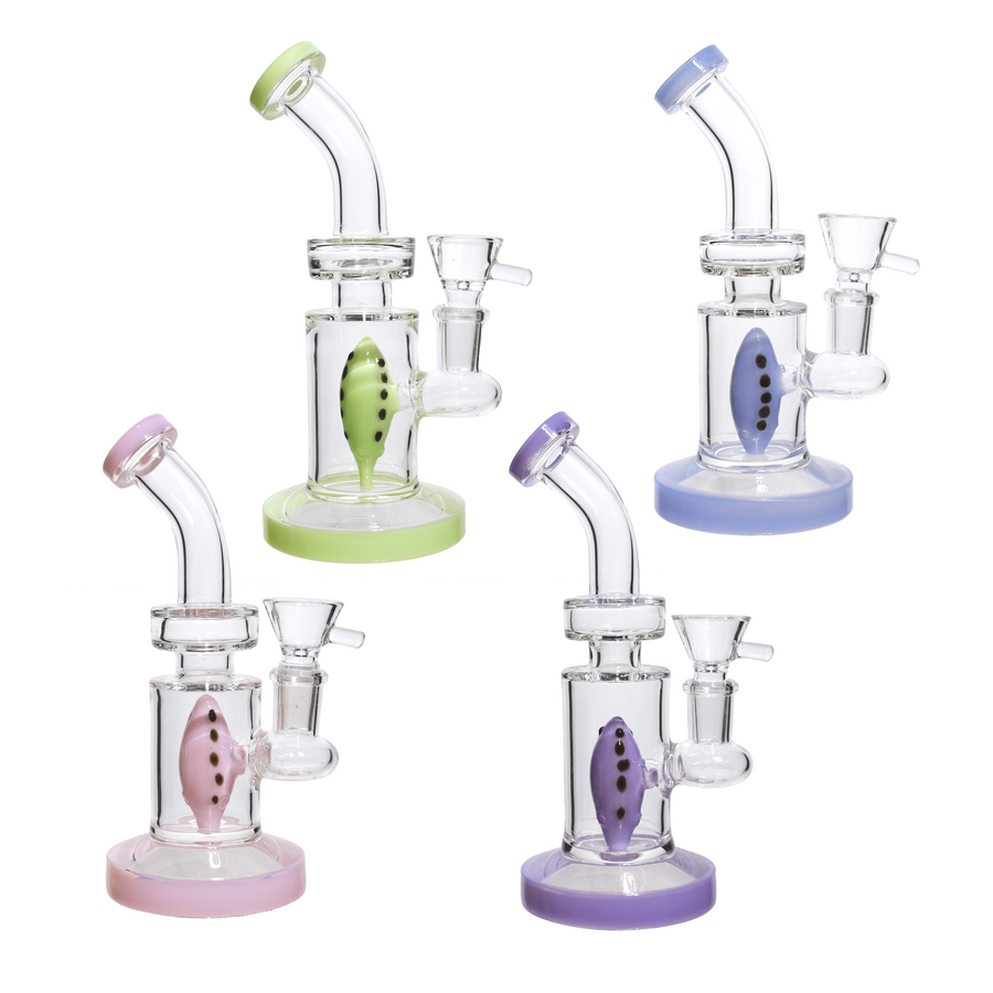 7 Inch Oval Perc Slime Color Mini Bong