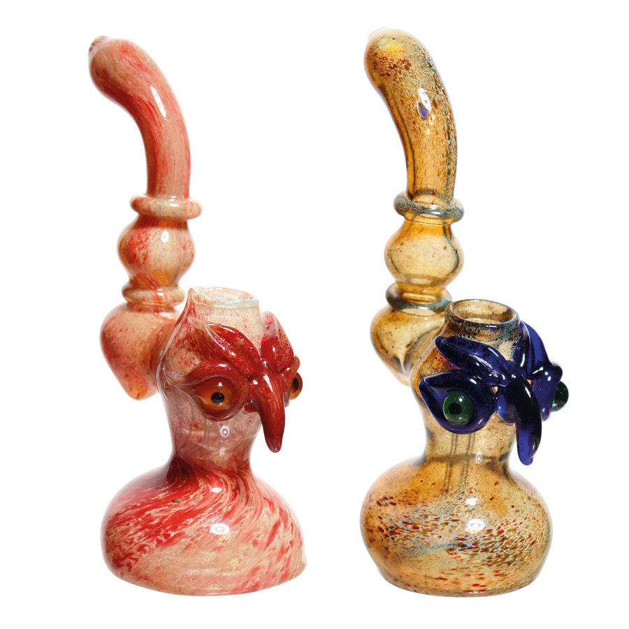 8 Inch Owl Design Fancy Glass Bubbler
