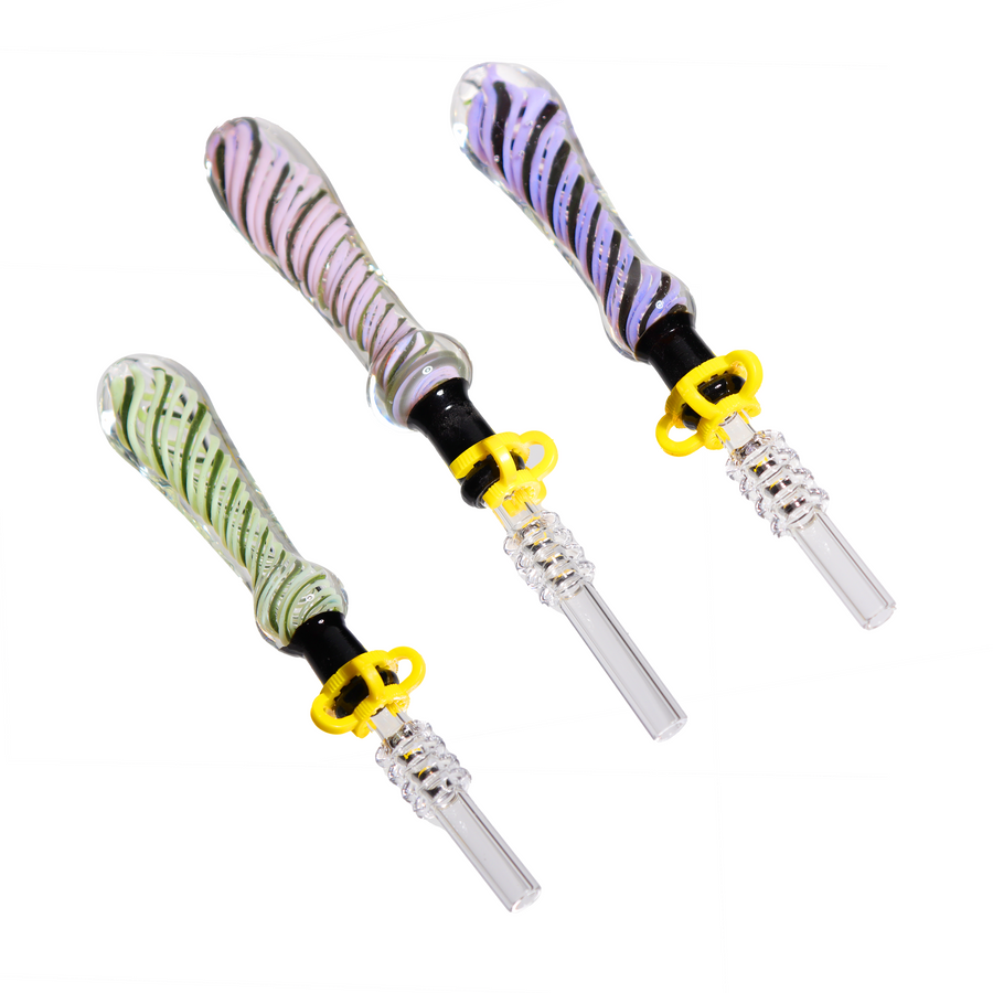 6 Inch Glass Nectar Collector, Textured Handle