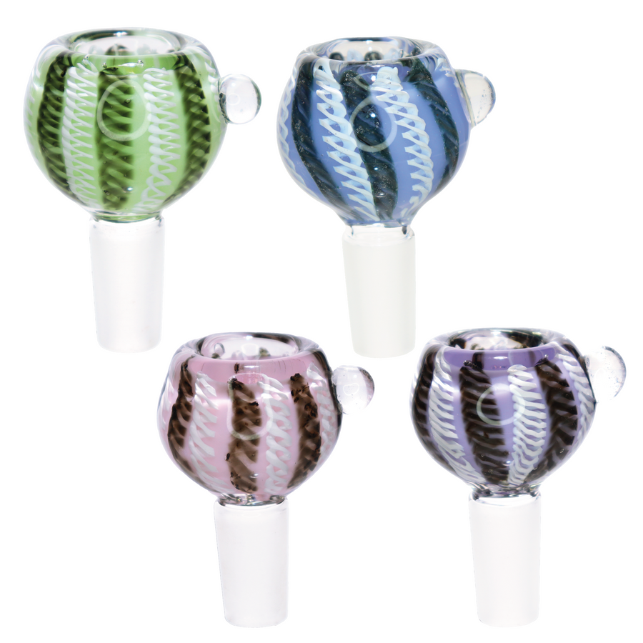 14mm Striped Tails Curvy Multicolor Glass Bowl