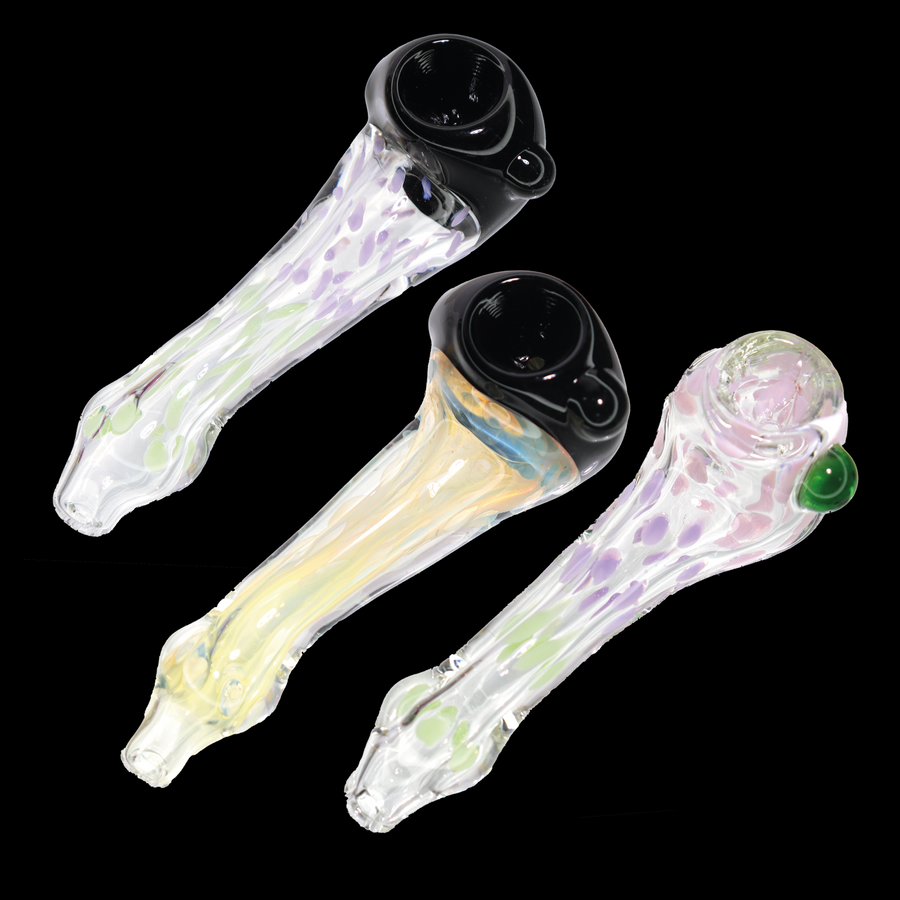 5 Inch Sherlock-Style Glass Hand Pipe, Fumed Dot Design