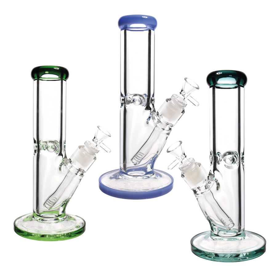 10 Inch Clear One-Tone Straight Glass Bong, 9mm