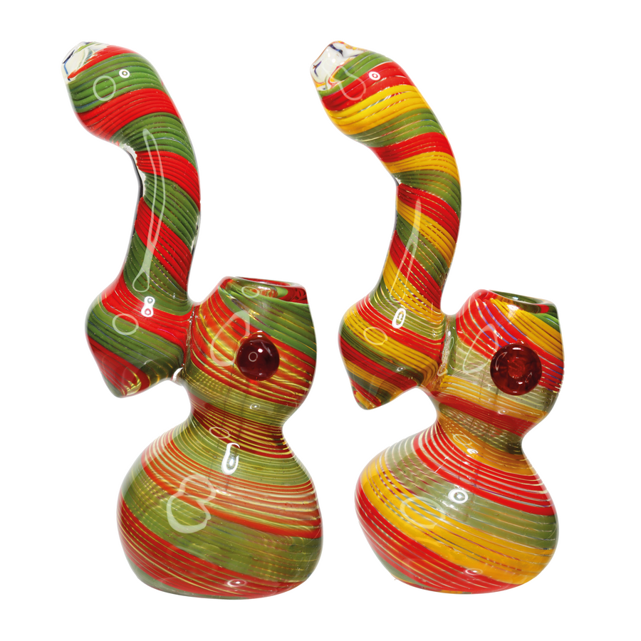 8 Inch Twisted 420 Rasta Curvy Glass Bubbler