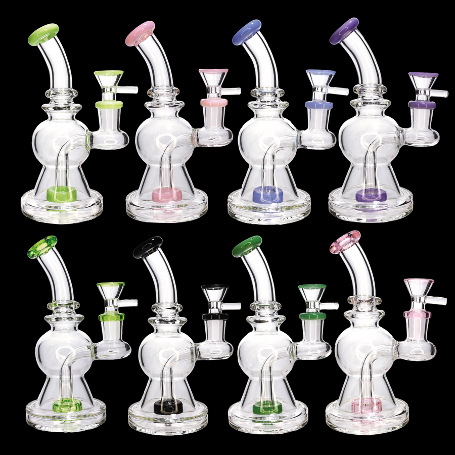 6 Inch Curvy Triangle Vent Mini Glass Bong, 8 Colors