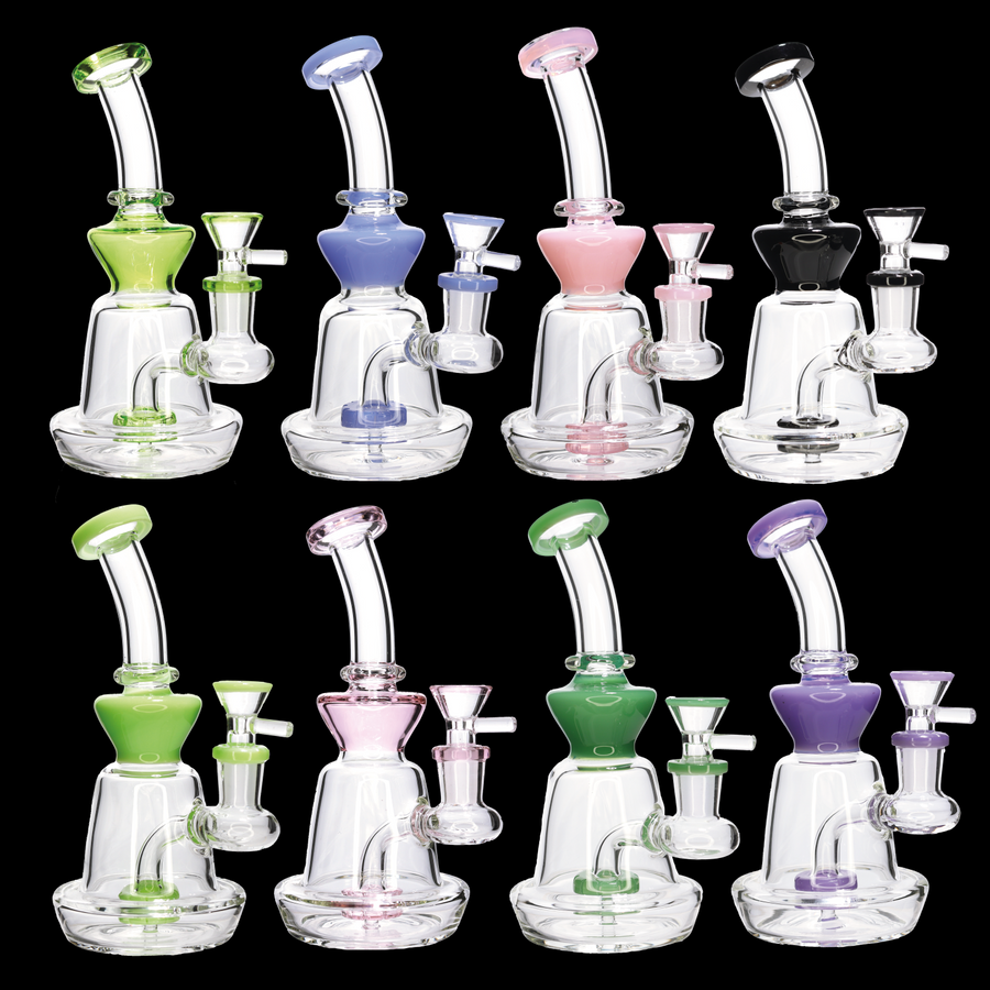 6 Inch Hat-Shaped Mini Glass Bong, 8 Colors