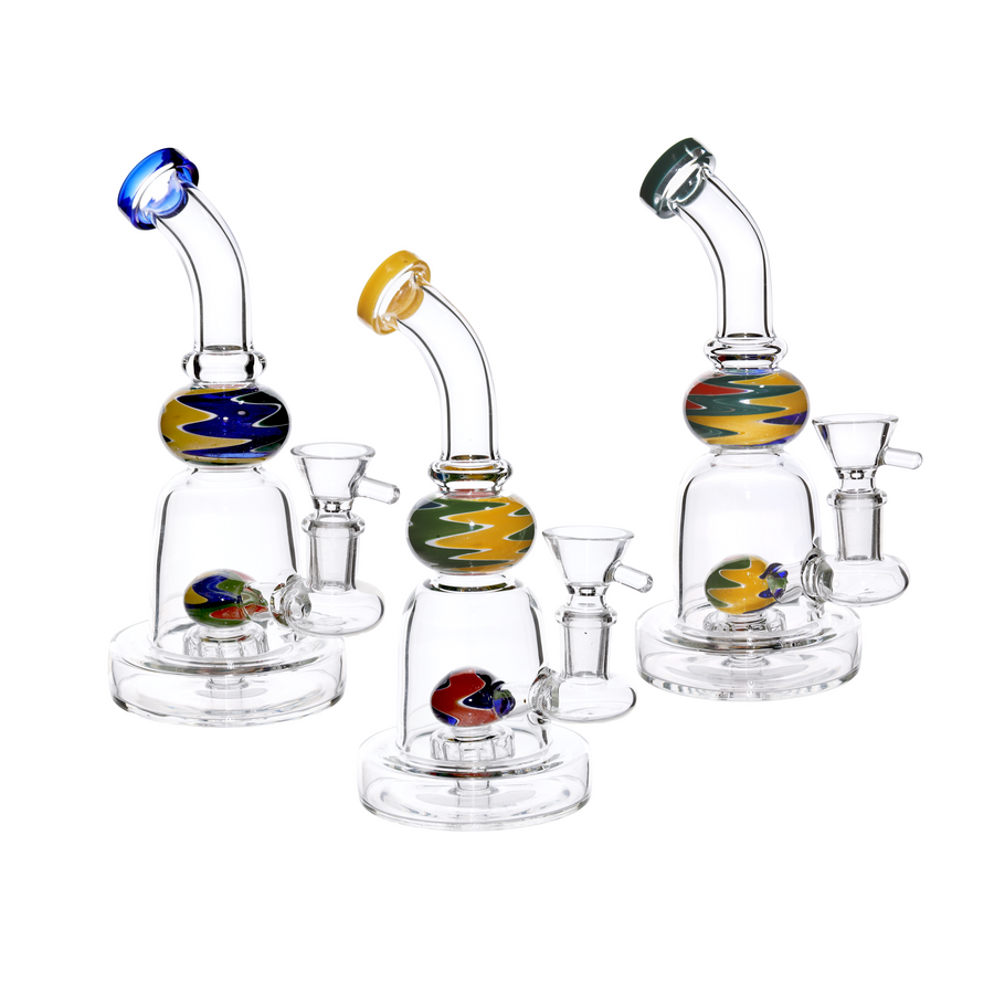 8 Inch Wig Wag Ball Perc Mini Glass Bong