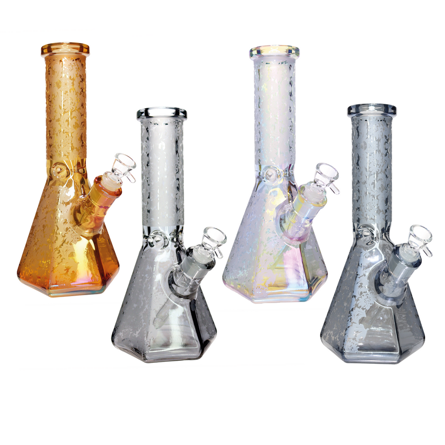 12 Inch Frosted Metallic Shine Beaker Bong